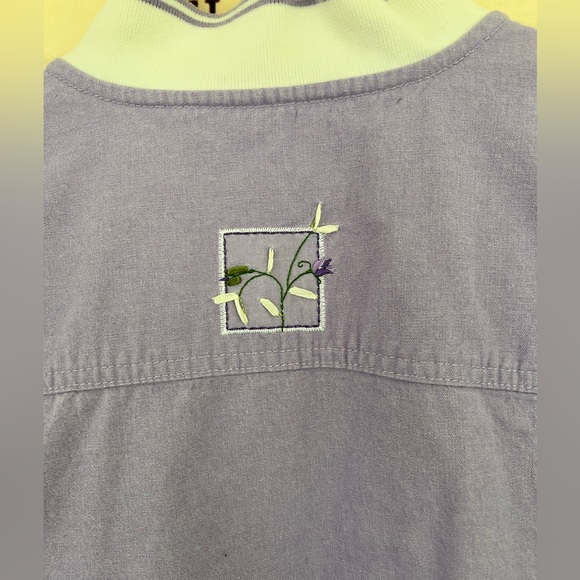 CJ Banks purple denim like zip up jacket. Size 2x. 💯 cotton. Embroidery - Picture 3 of 8